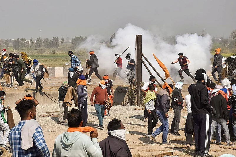 Farmers protest at Shambhu Border