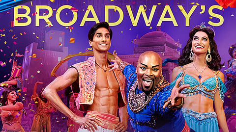 Michael Maliakel, Sonya Balsara and Michael James Scott in Aladdin