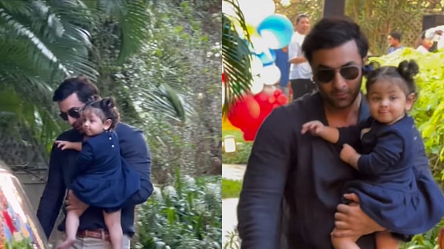 Ranbir Kapoor Twins With Daughter Raha, Carries Her In His Arms To Attend Jeh's Birthday