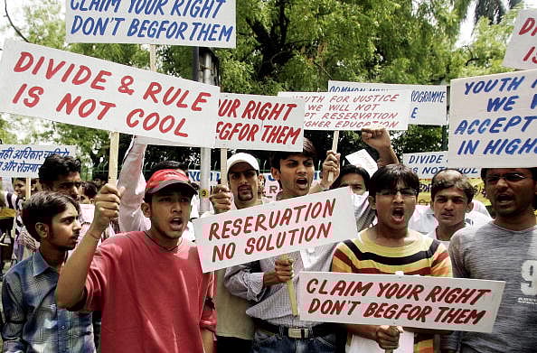Getty Images : Indian medical students participate in anti-reservation protests in New Delhi in 2006 (representative image).