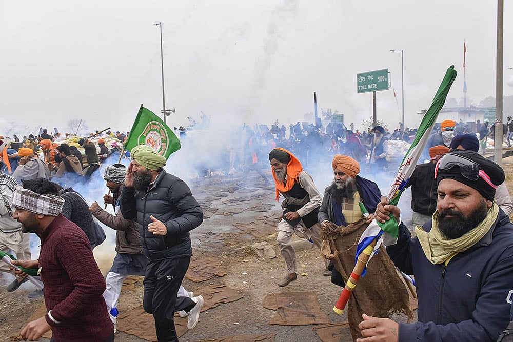 Photo: PTI : Farmers Delhi Chalo March