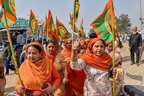 Farmers protest at Shambhu Border