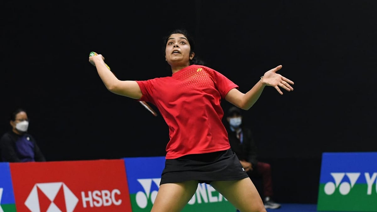 Photo: X/ @Aakarshi24 : Indian shuttler Aakarshi Kashyap in action.