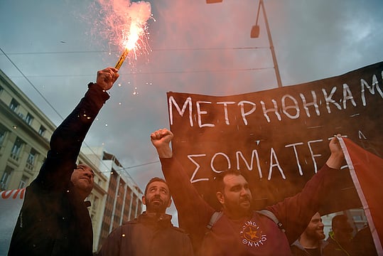 In Pics: Greeks Strike To Mark Train Crash Anniversary