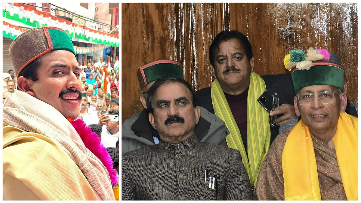 X/@VikramadityaINC | PTI : L: Himachal Congress leader Vikramaditya Singh who resigned from cabinet on Wednesday | R: Himachal Pradesh CM Sukhu with RS poll candidate Abhishek Manu Singhvi