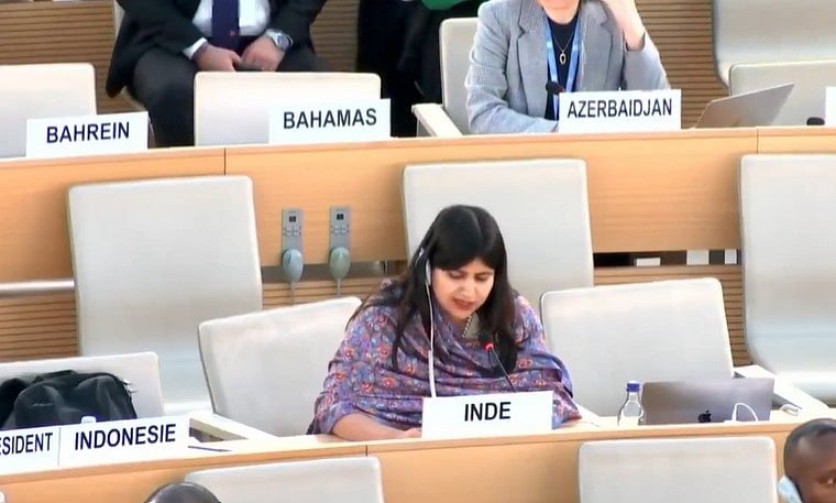 Screen grab from video posted on X/ANI : India's First Secretary Anupama Singh