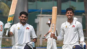 -PTI : Mumbai's Tanush Kotian and Tushar Deshpande became the first pair to score centuries at No. 10 and 11 in the history of the Ranji Trophy during their quarter-final against Baroda in Mumbai on February 27, 2024.