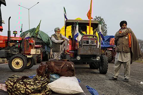 Farmers protest at Shambhu Border