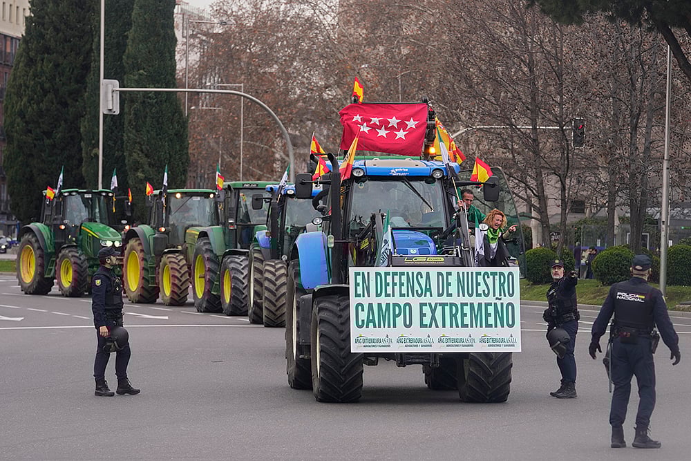 | Photo: AP/Paul White : Spain farmers protest
