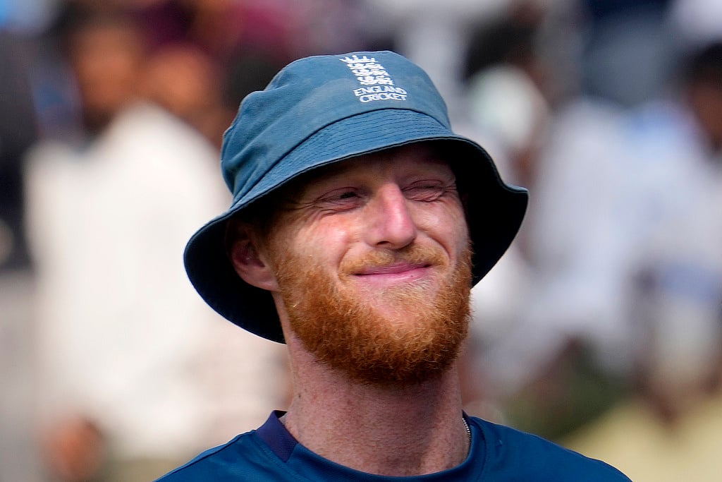 Photo: AP/Manish Swarup : England captain Ben Stokes reacts during the post-match presentation after India won the second cricket Test match in Visakhapatnam.