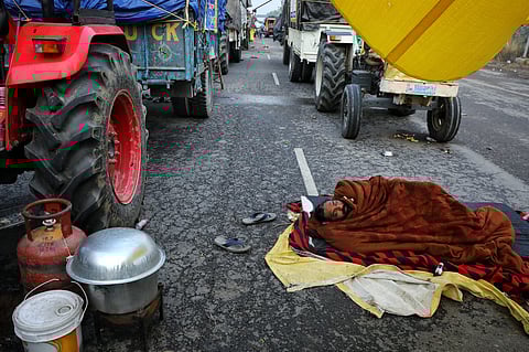 Farmers protest at Shambhu Border