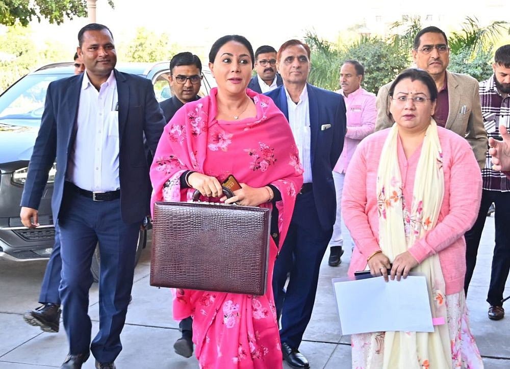 Rajasthan Dy CM and finance minister Diya Kumari presents state budget.