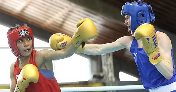 Nikhat Zareen in action at the Strandja Memorial tournament. - Photo Courtesy: X/ @scroll_in