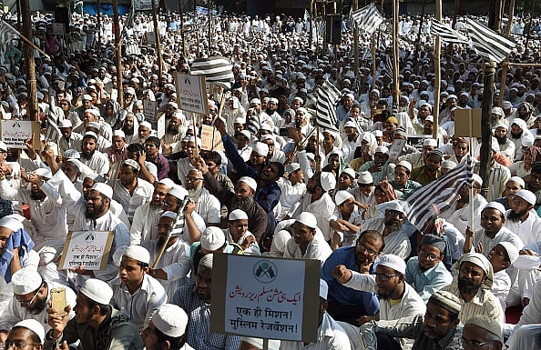 Getty Images : Indian Muslims take part in a protest rally against the implementation of a Uniform Civil Code in Mumbai on October 20, 2016. |