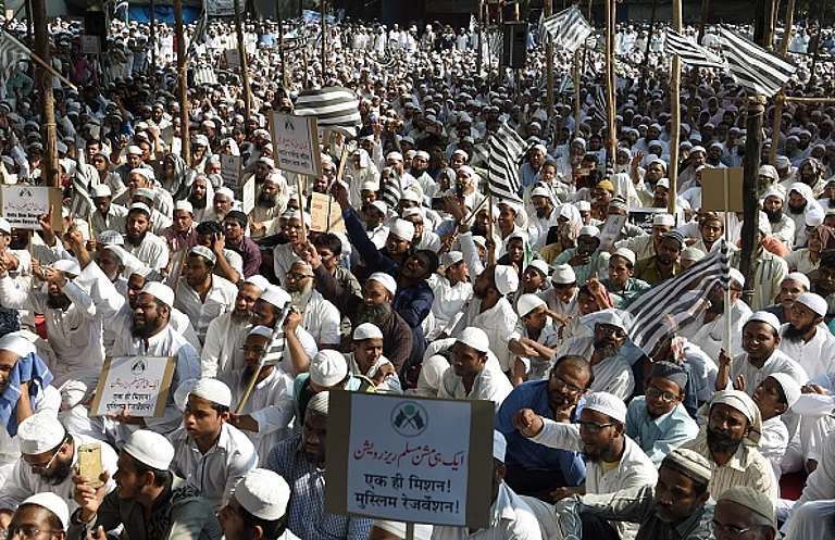 Indian Muslims take part in a protest rally against the implementation of a Uniform Civil Code in Mumbai on October 20, 2016. | - Getty Images