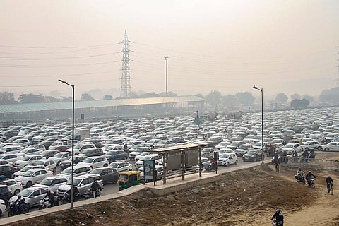 Farmers March: Traffic jam in Gurugram