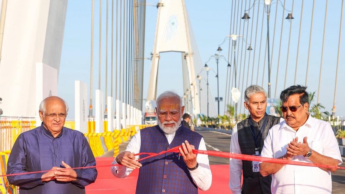 X/@narendramodi : PM Modi inaugurated Sudarshan Setu in Gujarat |