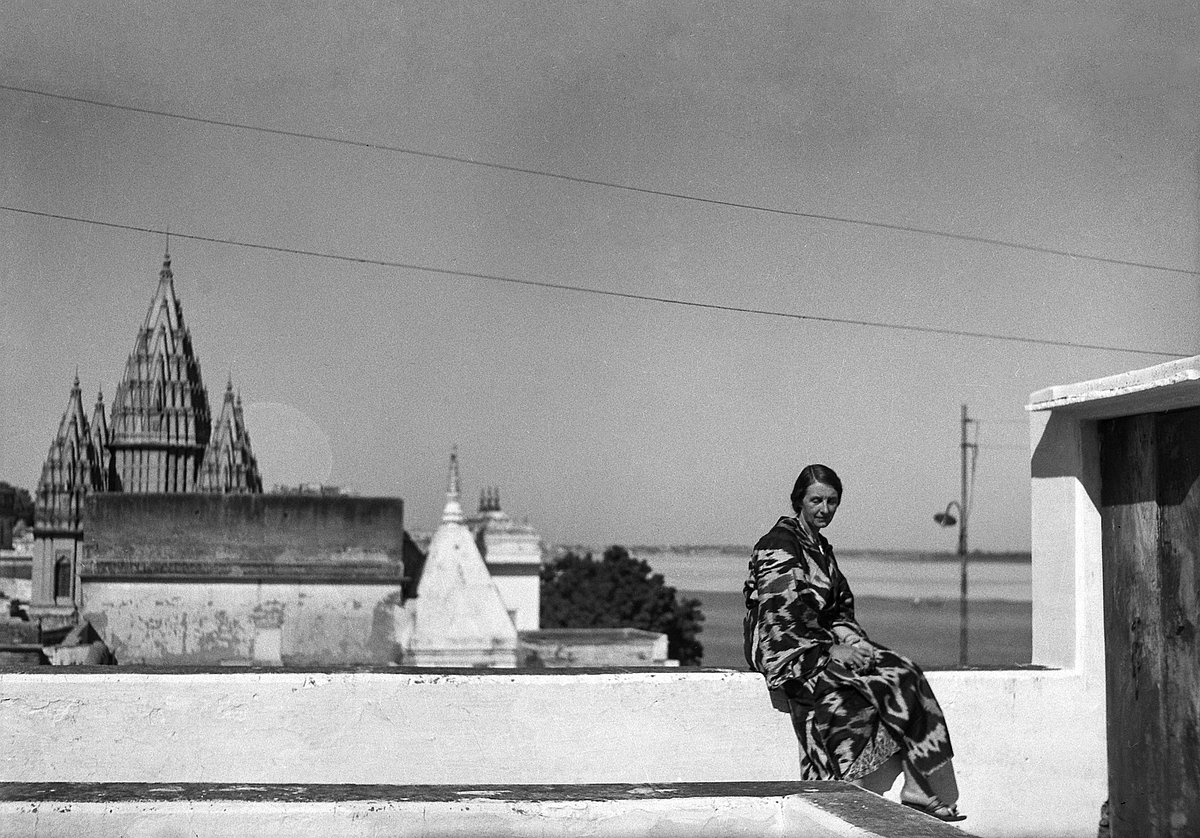 Alice Boner on the terrace of her house in Varanasi