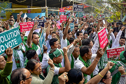 Assam's Sarania Kachari community people protest