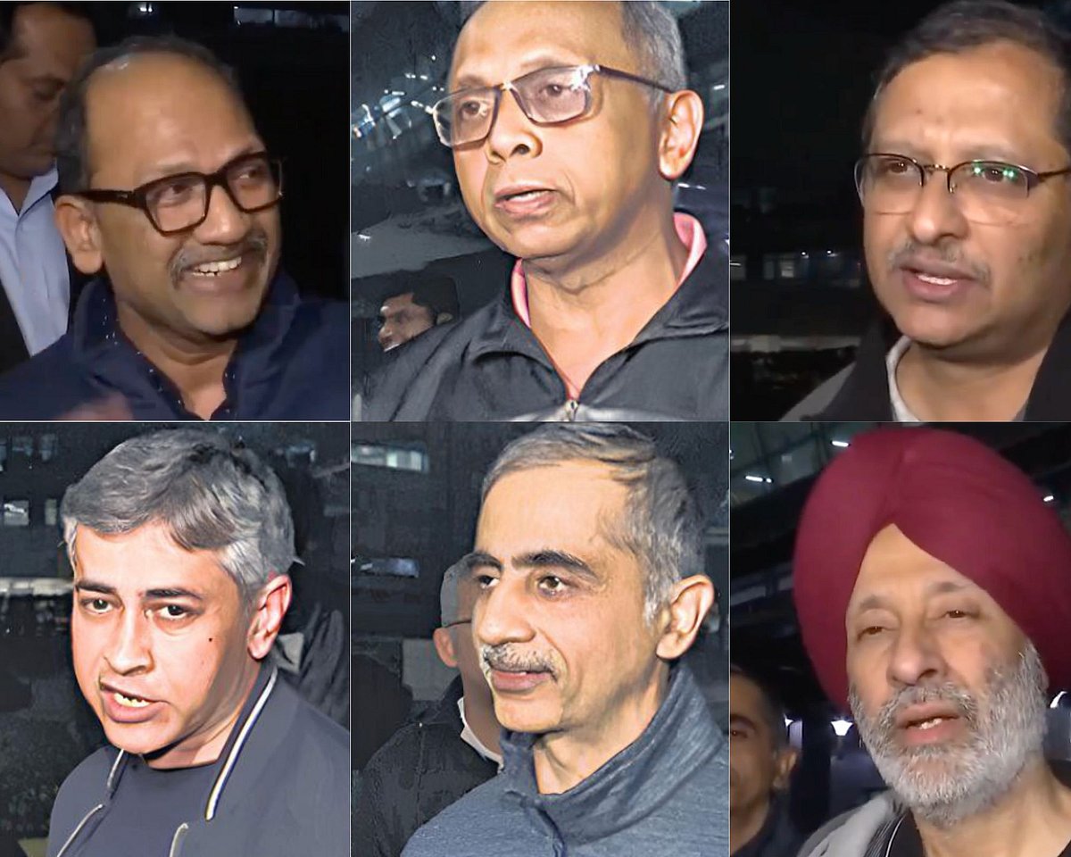 screengrabs from ANI : ex-navy men arriving in India from Qatar