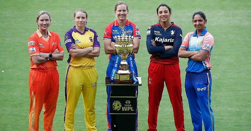 Photo Courtesy: X/ @wplt20 : Captains of WPL 2024 teams posing with the trophy.