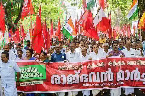 Protest during Bharat Bandh in Trivandrum