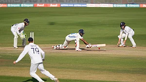 AP Photo/Mahesh Kumar A. : India's Srikar Bharat plays a shot on the fourth day of the first Test match against England in Hyderabad