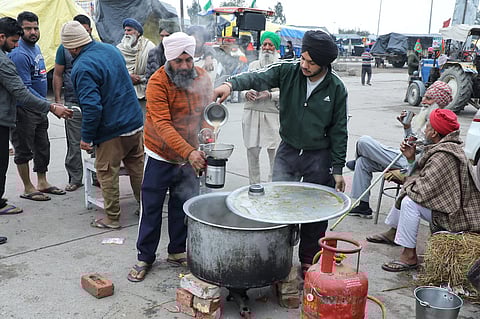 Farmers protest at Shambhu Border