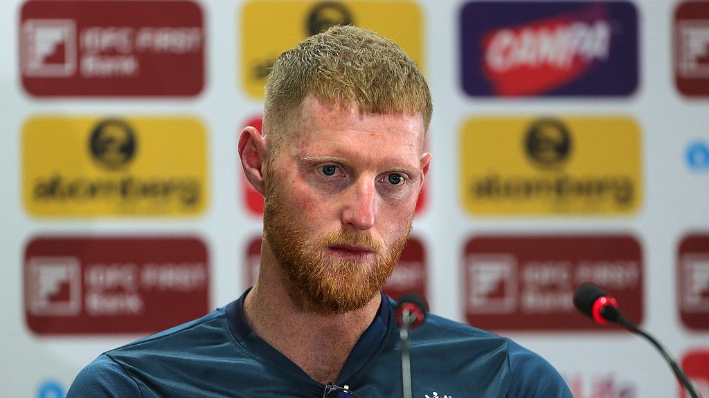 England captain Ben Stokes addresses a press conference ahead of their fourth cricket Test against India in Ranchi on February 22, 2024. - AP