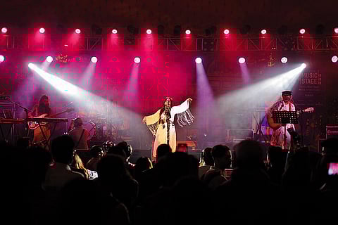 A scene from the performance of The Tapi Project, a fusion band