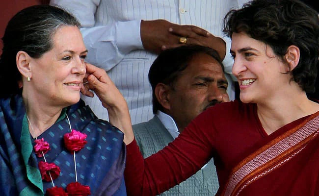PTI : Congress leader Sonia Gandhi with her daughter Priyanka | 