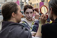 How The Idea Of Being Picture Perfect Is Fuelling The Botox Bazaar Representative Image/Getty Images : An actress of the company Atelier Teatro applies her make-up with a powder puff and mirror ahead of performing the tragicomedy “Florio e Isabella” |