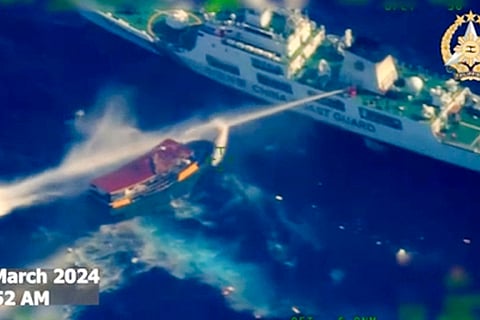 Chinese coast guard blasts Philippine boat with water cannon