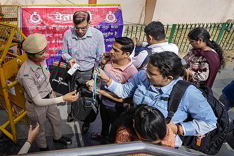 AAP protest call: Security at Patel Chowk metro station