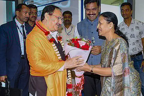 J P Nadda at Belagavi Airport