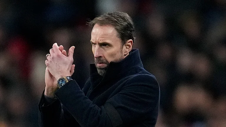 England coach Gareth Southgate during an international friendly match against Brazil at the Wembley Stadium in London on March 23, 2024. - AP/Kirsty Wigglesworth