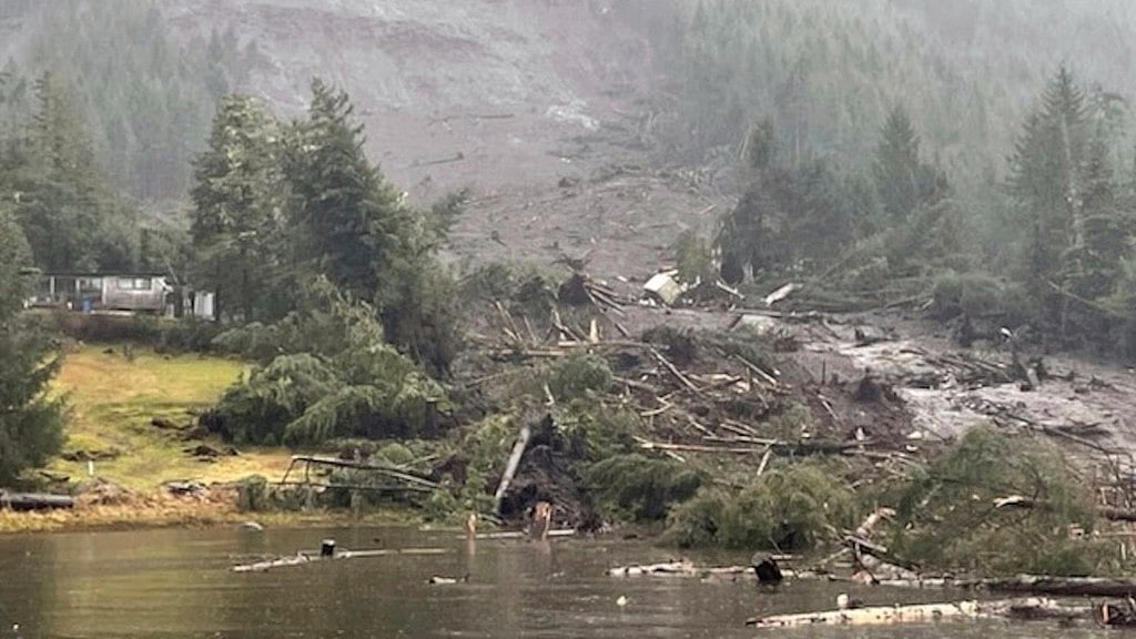 AP : The aftermath of a landslide in Wrangell, Alaska on Tuesday, Nov. 21, 2023.