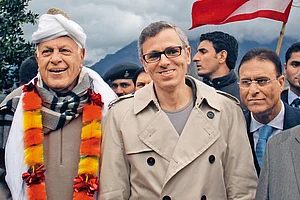 Photo: Waseem Andrabi : Farooq Abdullah and Omar Abdullah