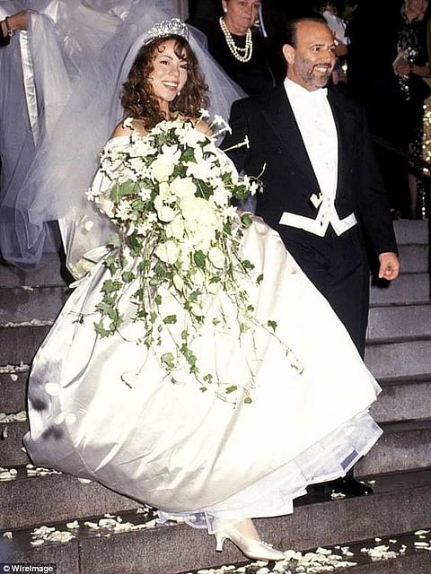 Mariah Carey and Tommy Mottola on their wedding day.