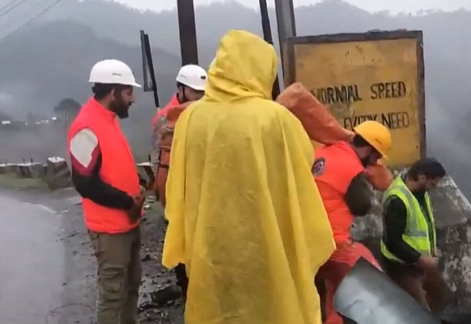 Screen grab from video posted on X/ANI : The vehicle was on its way to Jammu from Srinagar when it fell into a 300-feet gorge