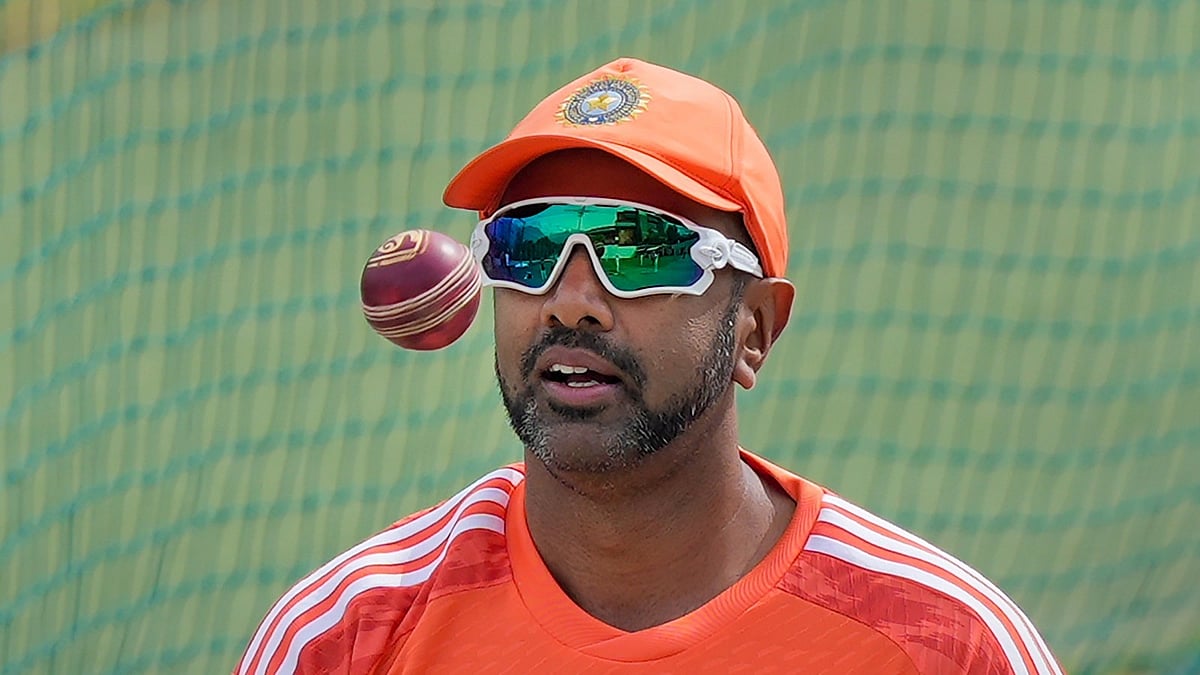 R Ashwin during a practice session ahead of the fifth Test cricket match between India and England, at the HPCA Stadium in Dharamsala, Tuesday, March 5, 2024. - PTI
