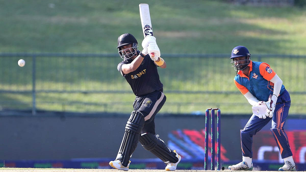 Legends Cricket Trophy : Robin Uthappa in action for the Rajasthan Kings against Kandy Samp Army at the Pallekele International Cricket Stadium in Kandy, Sri Lanka during a Legends Cricket Trophy 2024 match. 