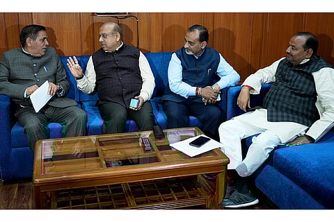 BJP MLAs at Delhi Assembly after suspension revoked