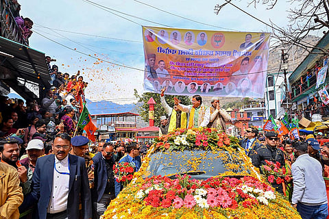 Pushkar Dhami''s roadshow in Chamoli