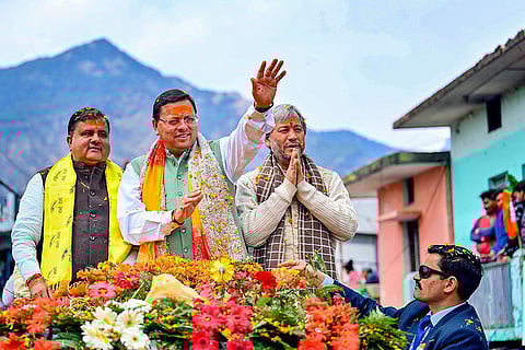 Pushkar Dhami''s roadshow in Chamoli