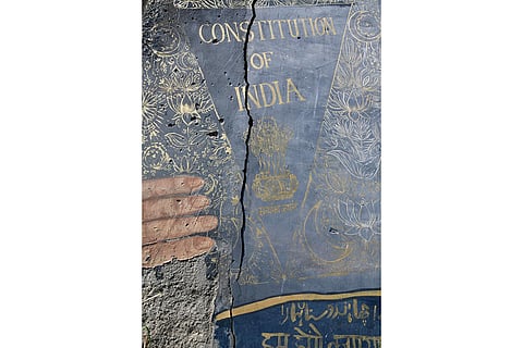 Graffiti of The Constitution at Shaheen Bagh