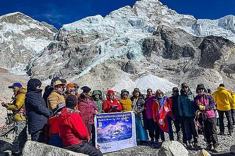 Women climate activists reach Everest base camp