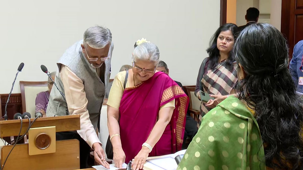 PTI : Sudha Murthy took oath as Rajya Sabha MP