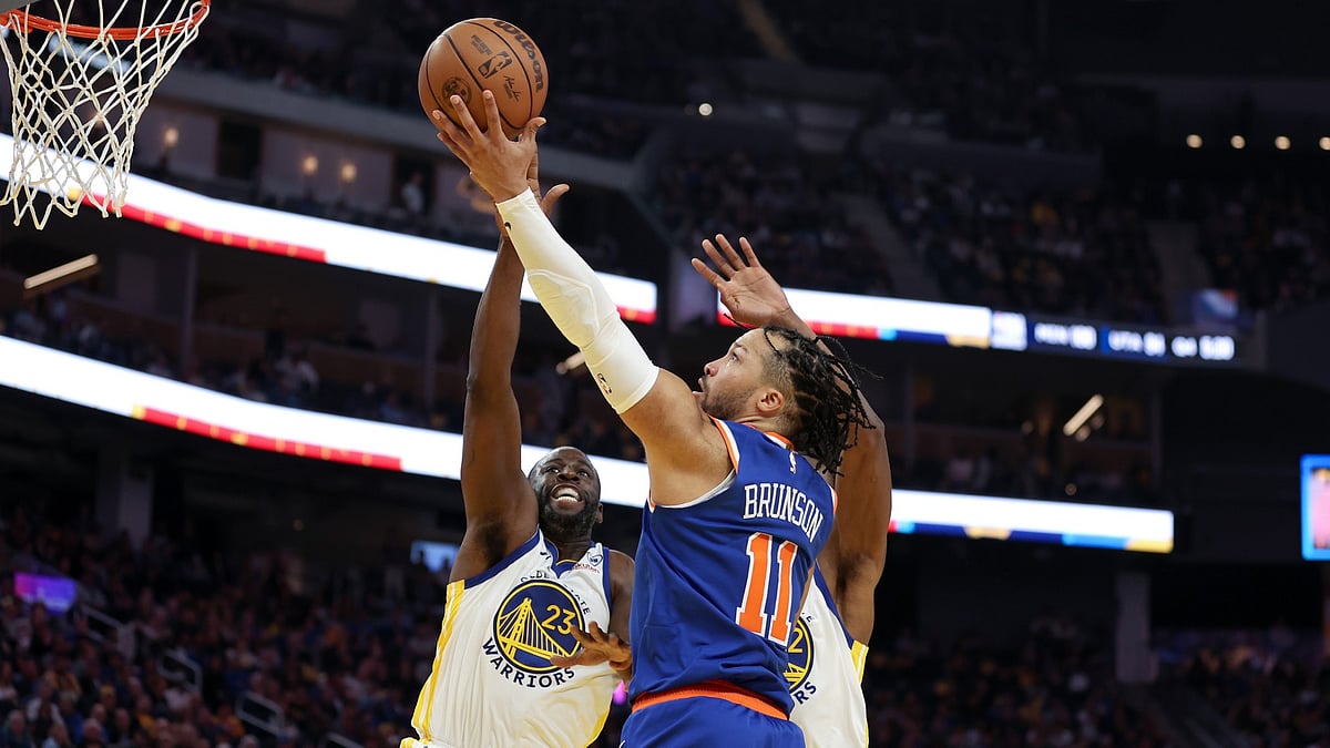 New York Knicks guard Jalen Brunson attempts a shot vs. the Golden State Warriors on March 18, 2024. - AP