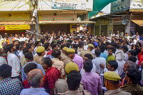 People in Ghazipur gathered and police personnel were posted in the area as before Mukhtar Ansari's mortal remains arrived.